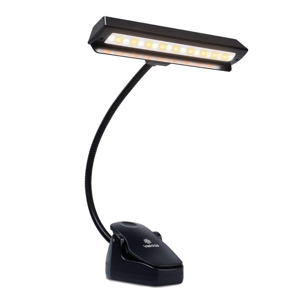 Professional Musician 3000K-6000K Super Bright 19 LED Music Stand Light, Clip On Orchestra Piano Lights, 9 Levels Dimmable Rechargeable. Perfect for Piano, Orchestra, Craft. USB Cord Incl. Black