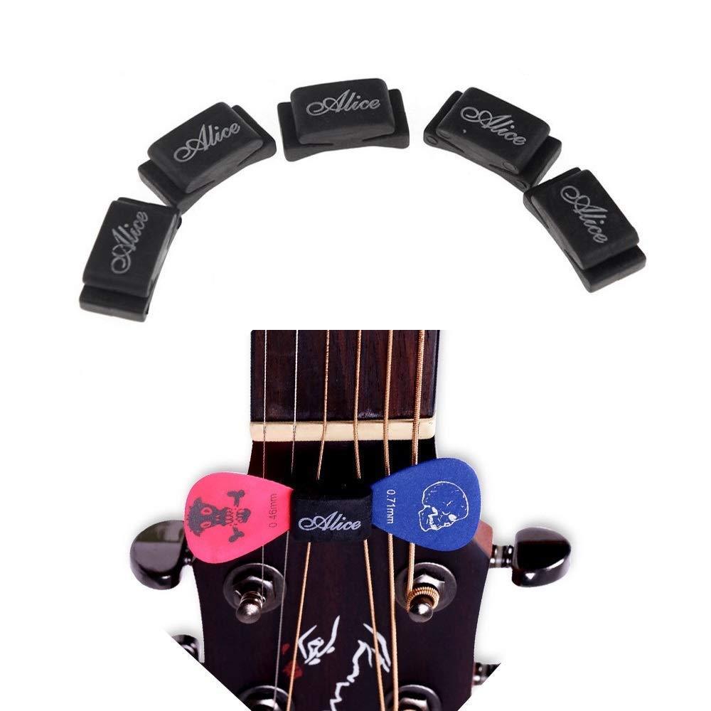 Imelod Pick Holder for Guitar Bass Ukulele, Multi Packaged, 5pcs per Package, Rubber Pick Holder Fix on Headstock Between String 3 & 4, D & G