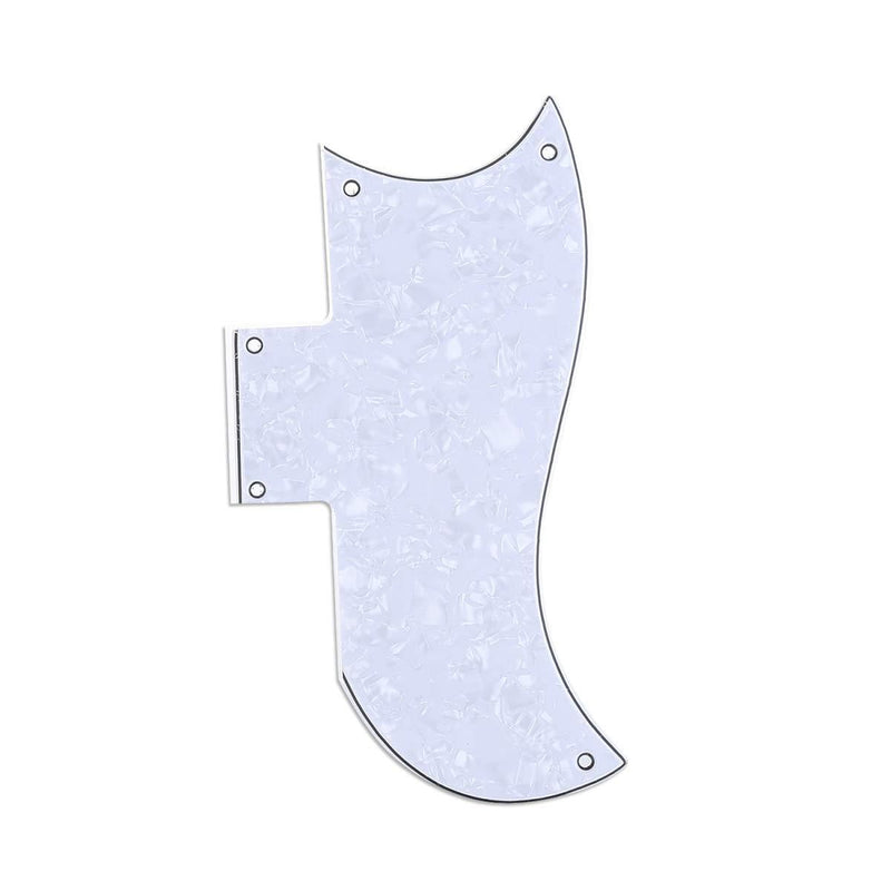 Musiclily Pro 5-Hole Small Half Face Guitar Pickguard Compatible with USA Les Paul American SG, 4Ply White Pearl