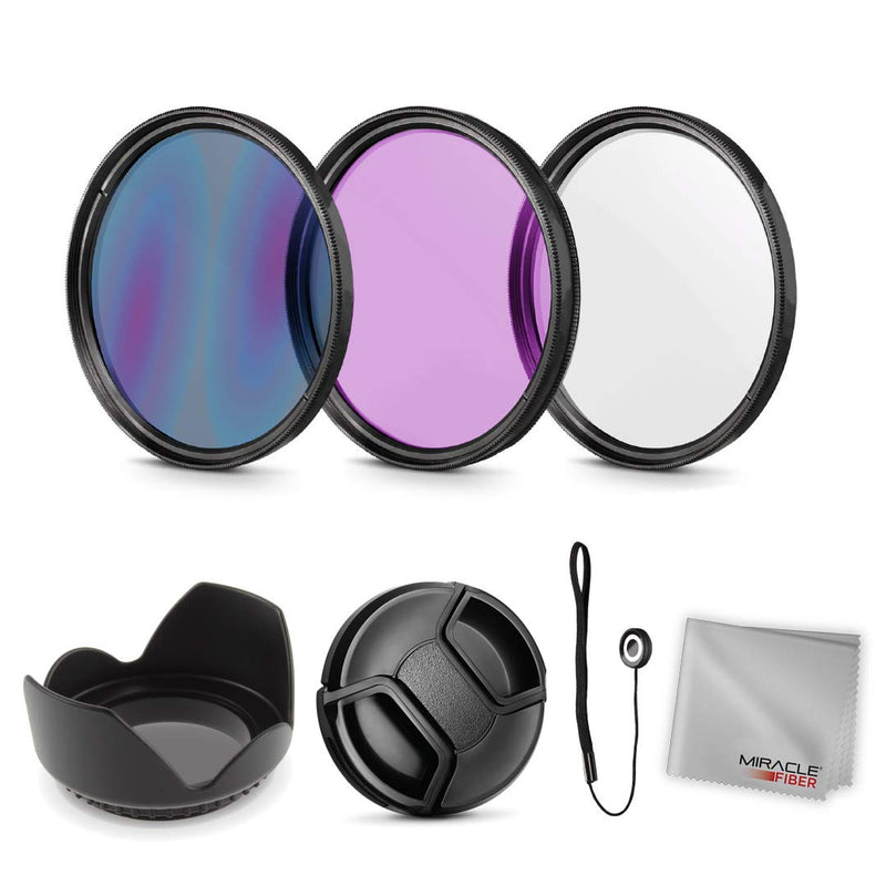 Zeikos 67MM Multi-Coated UV-CPL-FLD Professional Lens Filter Kit, Tulip Flower Lens Hood, Lens Cap and Lens Cap Keeper with Pouch and Miracle Fiber Microfiber Cloth