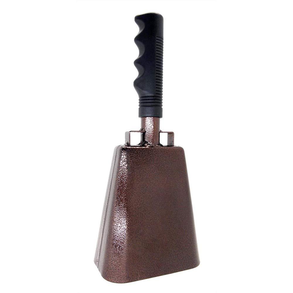 10 in. steel cowbell/Noise makers with handles. Cheering Bell for sporting, football games, events. Large solid school hand bells. Cowbells. Percussion Musical Instrument. Cow Bell Alarm (Copper)