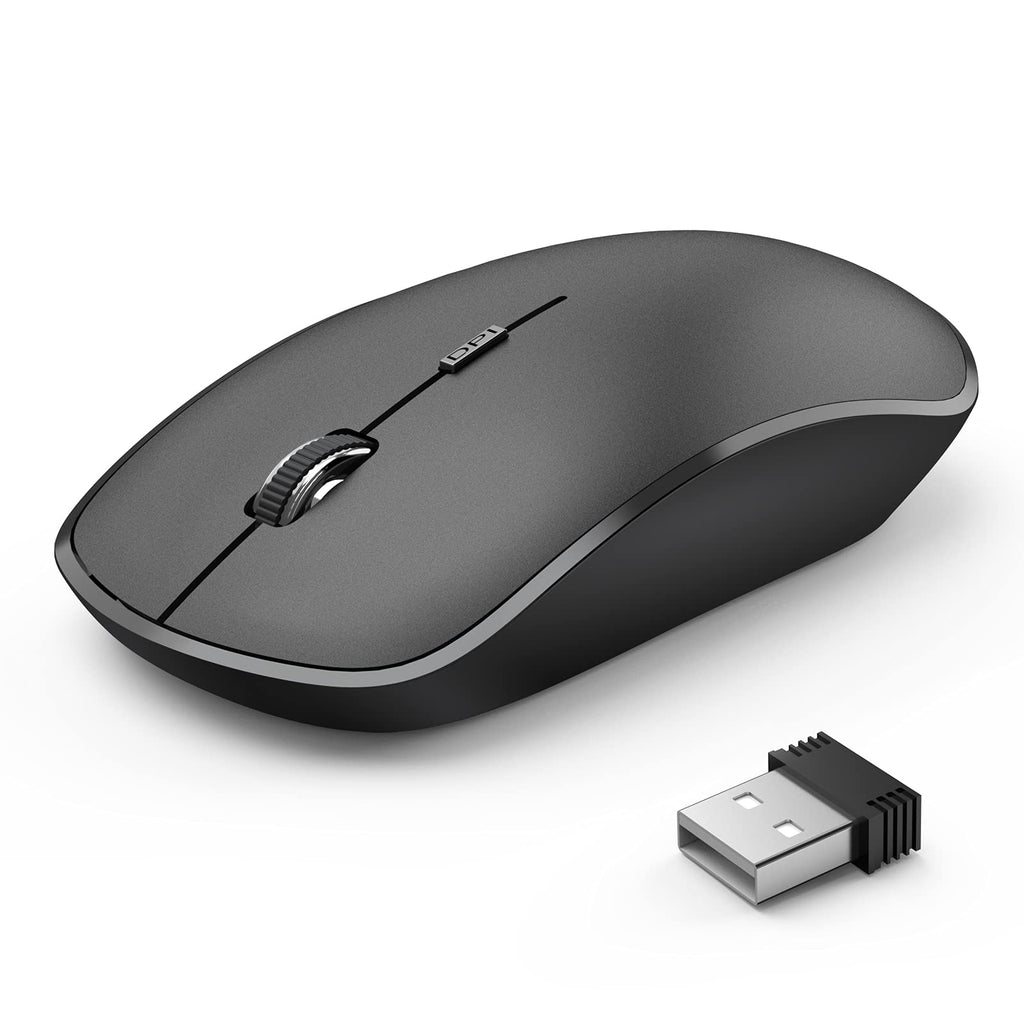 Wireless Mouse for Laptop, JOYACCESS 2.4G Ultra Thin Silent Mouse, with USB Nano 2400 DPI Portable Mobile Optical Cordless Mouse Mice for Laptop, PC, Computer, Mac - Black
