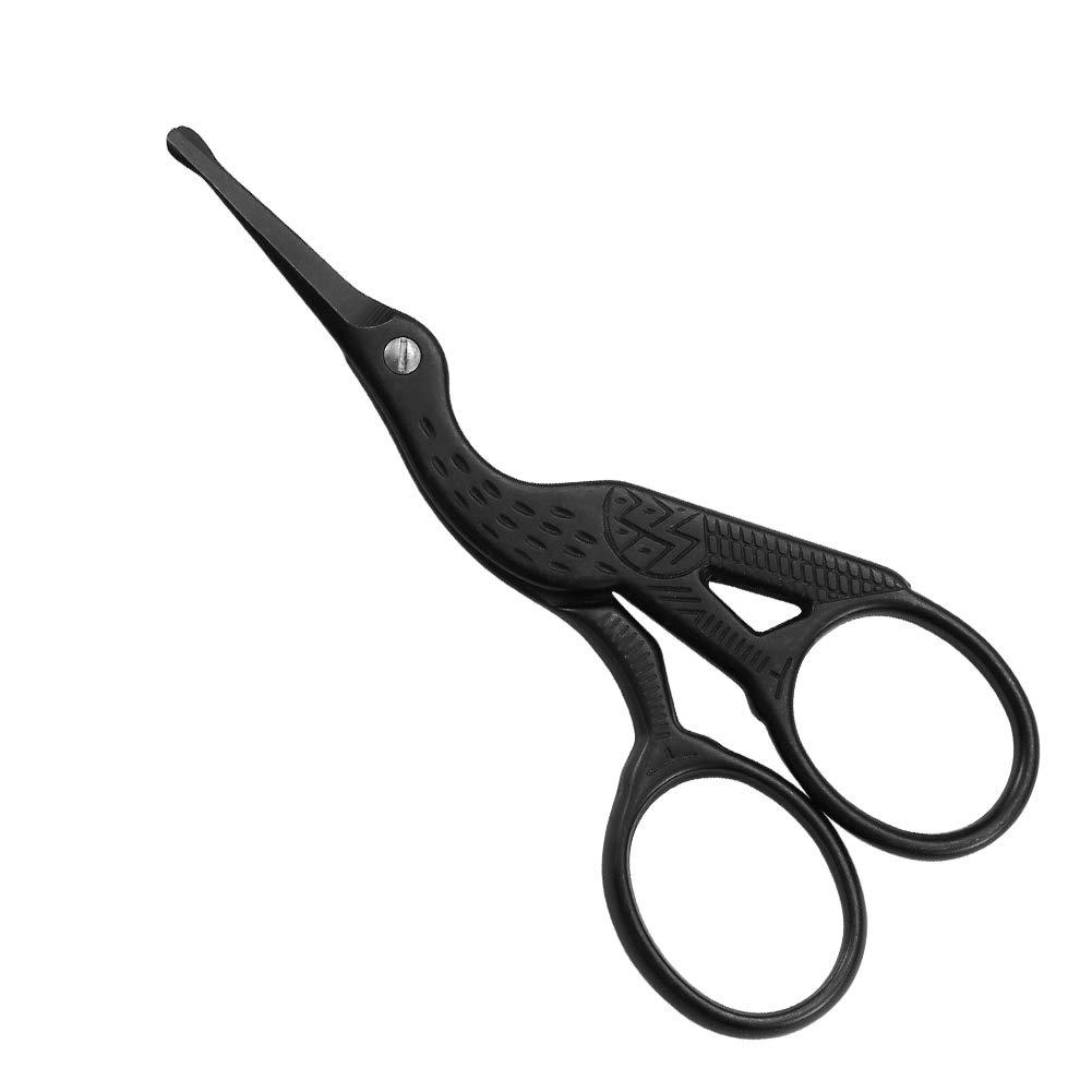 LIVINGO 3.5" Rounded Tip Vintage Stork Scissors, Professional Stainless Steel with Black Titanium Coated, Cuticle Pedicure Beauty Grooming Scissors for Eyebrow, Facial Hair, Dry Skin, Nose Hair