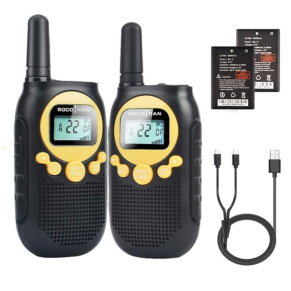 Walkie Talkies for Adults Rechargeable Two Way Radio 5 Miles Long Range with Flashlight 22CH 0.5W Easy to Use Yellow FRS License Free Radios,Camping Accessoies Walkie for Family Outdoor Activities