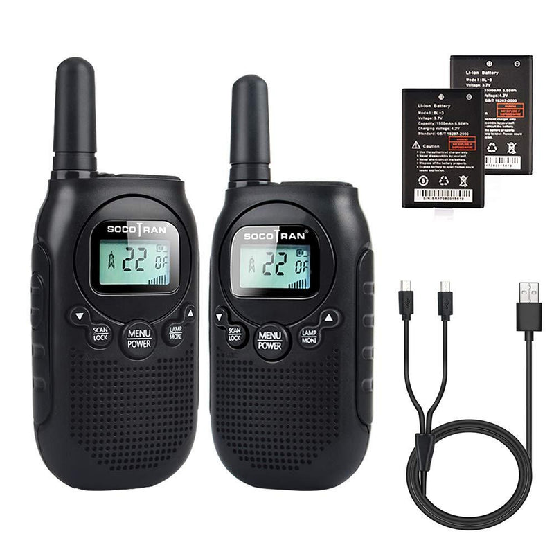 Adults Walkie Talkies Rechargeable FRS Two-Way Radios USB Charge Mini Walky Talky with Rechargeable Battery Long Range 5 Miles with Bright Light 2 Pack 0.5W Perfect for Family Outdoor Camping Trip