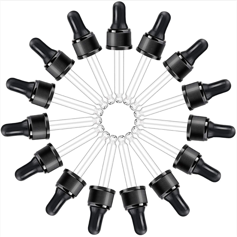 Droppers for Essential Oils, YGDZ 15 Pack 15ml (1/2 Ounce) Glass Eye Dropper Tops - Fit for DoTerra Young Living 15ml Essential Oil Bottles