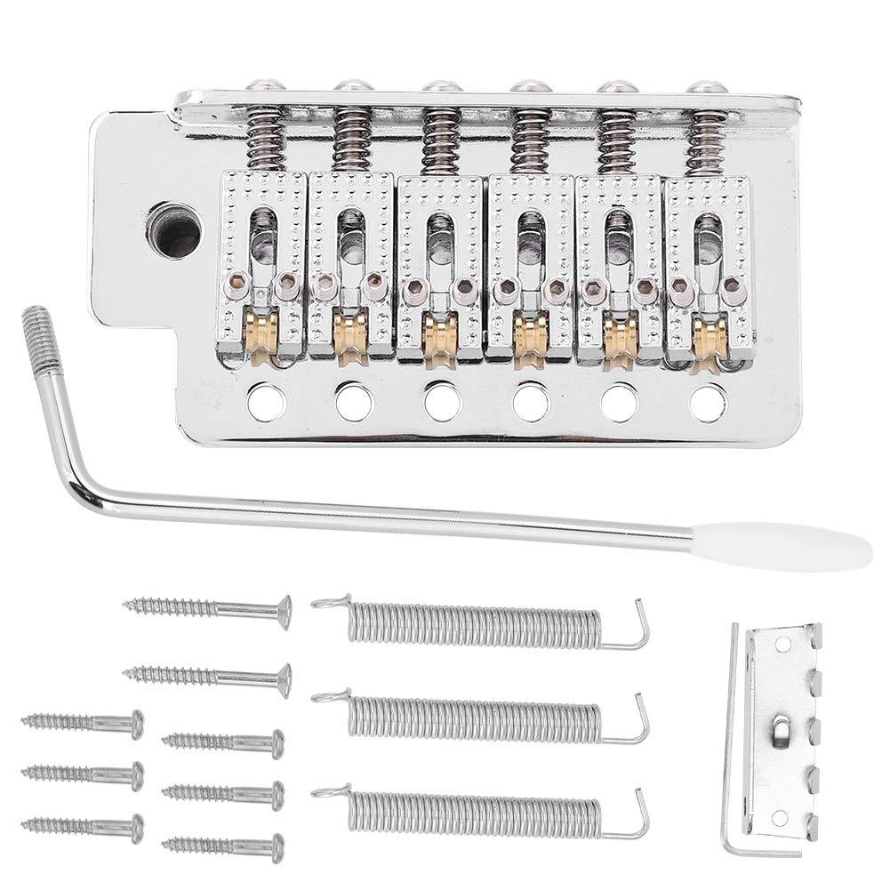 Guitar Tremolo Bridge, Tremolo System with Roller Single Locking Vibrato Bridge Tailpiece for ST Guitar (Silver)