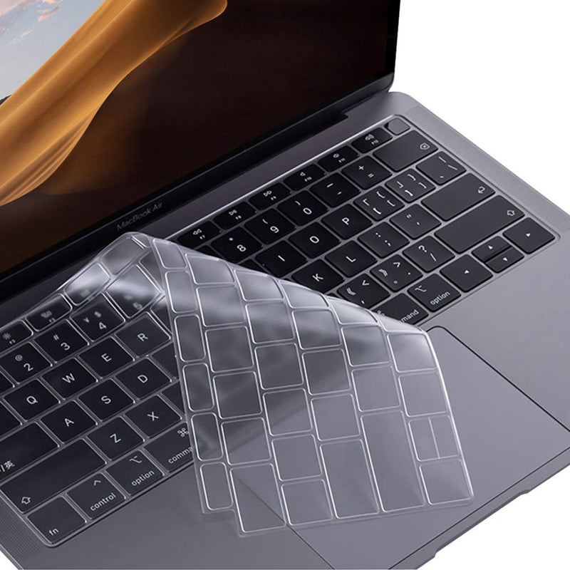ProElife Premium Ultra Thin TPU Keyboard Cover Skin for MacBook Air 13-Inch 2018 2019 with Touch ID Retina Display (Model: A1932, NOT FIT Air 2020) Keyboard Accessories Protector (Transparent Clear) For 2018-2019 Air 13'' A1932