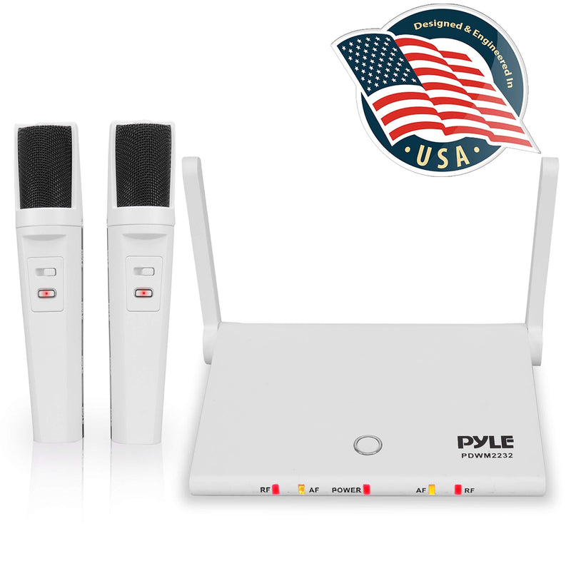 [AUSTRALIA] - Pyle 2 Wireless Microphone System USB Rechargeable Batteries 2 Handheld Mics,1 Compact Base, for PA Karaoke Dj, High Performance, Portable Easy Carry PDWM2232 