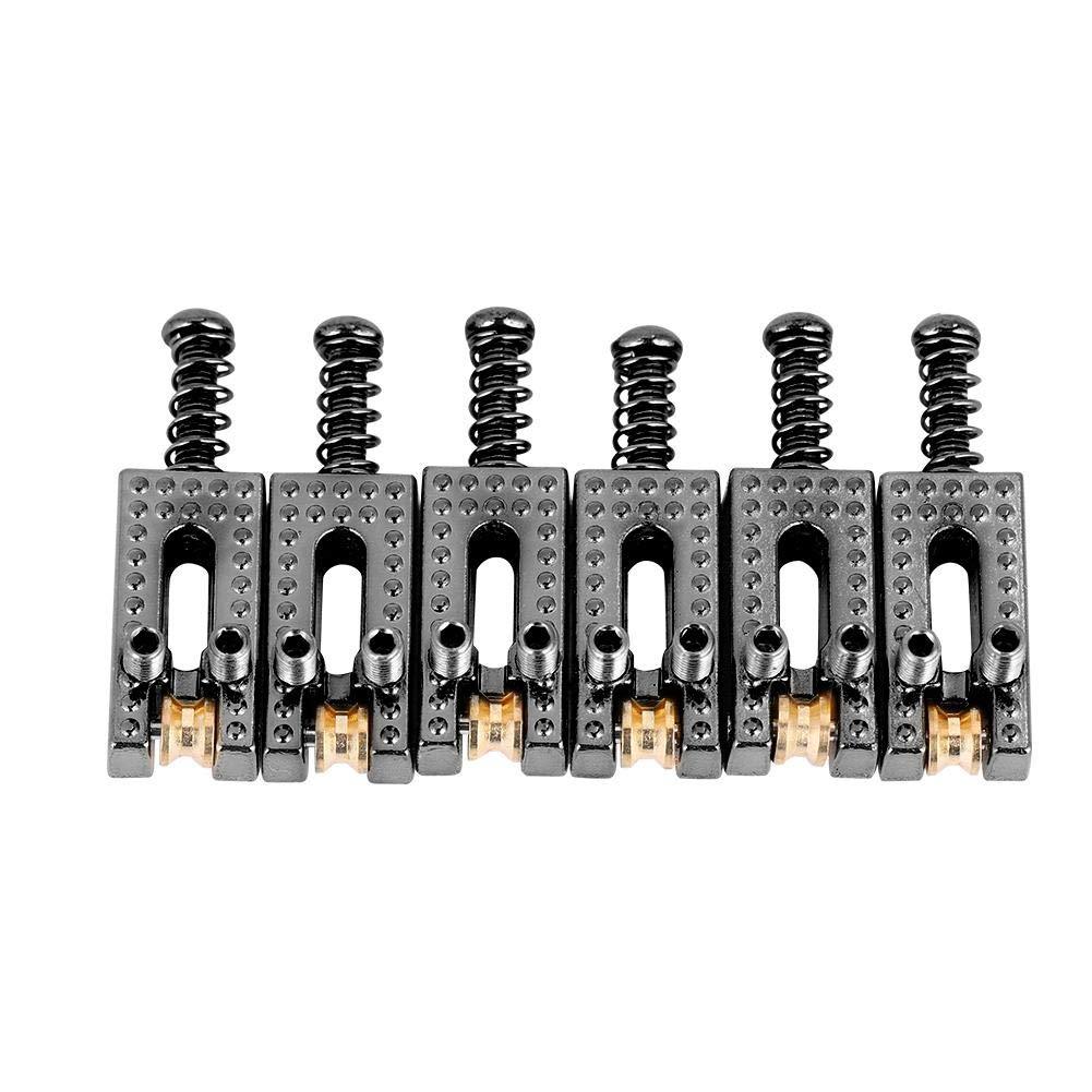 Saddle for Electric Guitar, 6 Roller Bridge Saddles for Fender Strat Tele Electric Guitar 4 colors(Black)