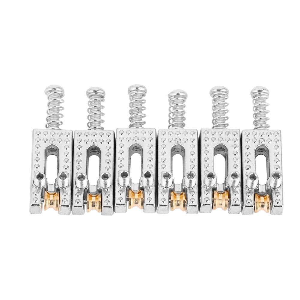 Saddle for Electric Guitar, 6 Roller Bridge Saddles for Fender Strat Tele Electric Guitar 4 colors(Silver)