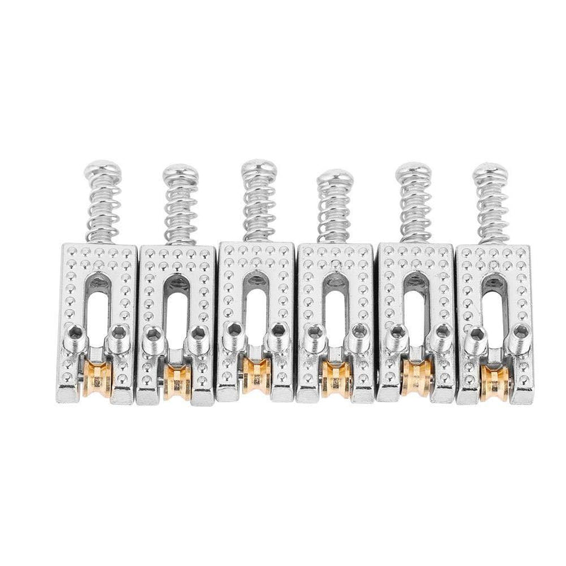 Saddle for Electric Guitar, 6 Roller Bridge Saddles for Fender Strat Tele Electric Guitar 4 colors(Silver)