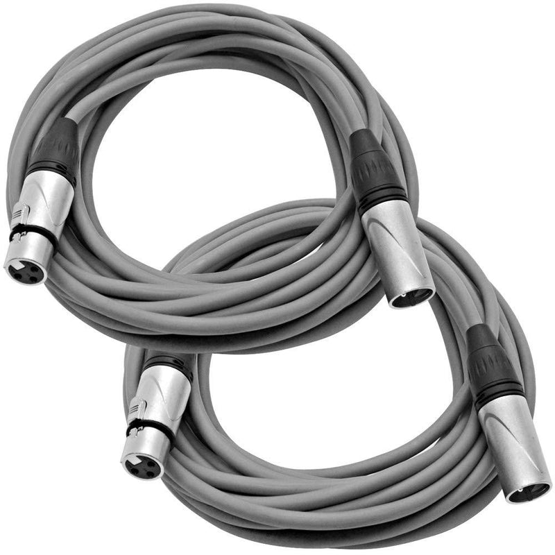 Seismic Audio - SAXLX-25Gray-2Pack - 2 Pack of 25 Foot Gray XLR Patch Cables Mic Cords - 3 Pin XLR Male to XLR Female Microphone Cables - 25'