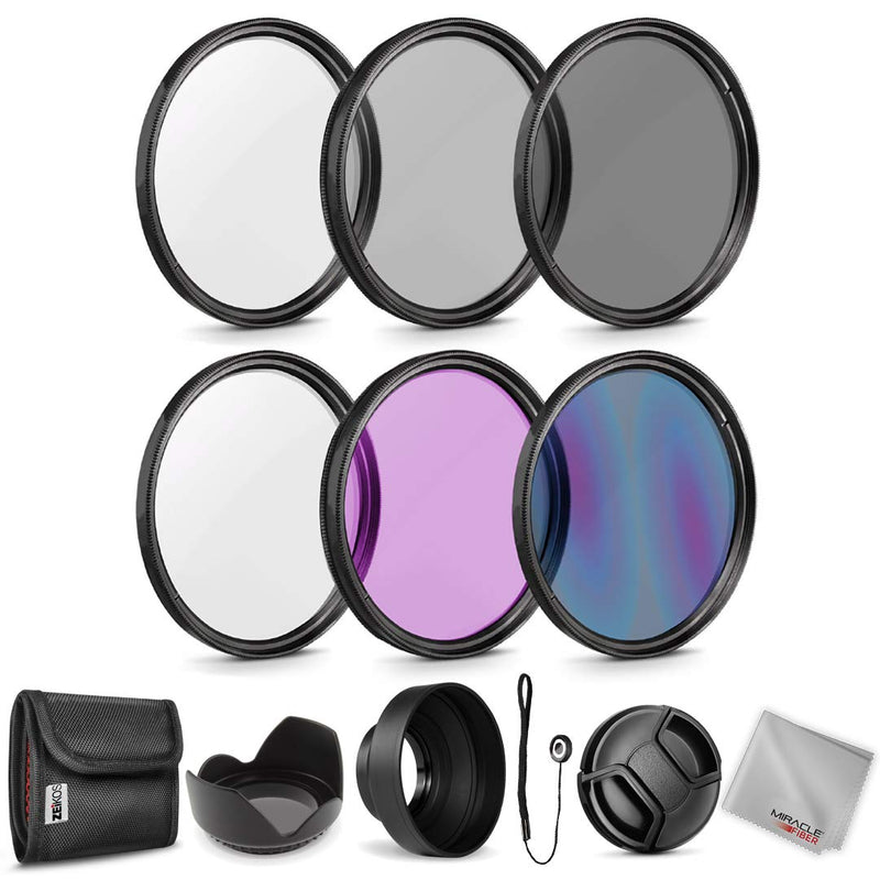 Zeikos 67MM Neutral Density Filter Set (ND2 ND4 ND8), Multi-Coated UV-CPL-FLD Filter Set, Tulip Flower, and Rubber Collapsible Lens Hood, Lens Cap and Lens Cap Keeper with Pouch and Microfiber Cloth