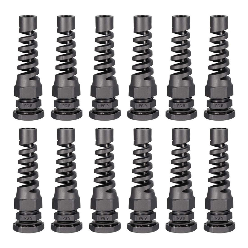 [AUSTRALIA] - uxcell 12Pcs PG9 Cable Gland Black Waterproof Plastic Joint with Strain Relief for 4mm-8mm Dia Wire 