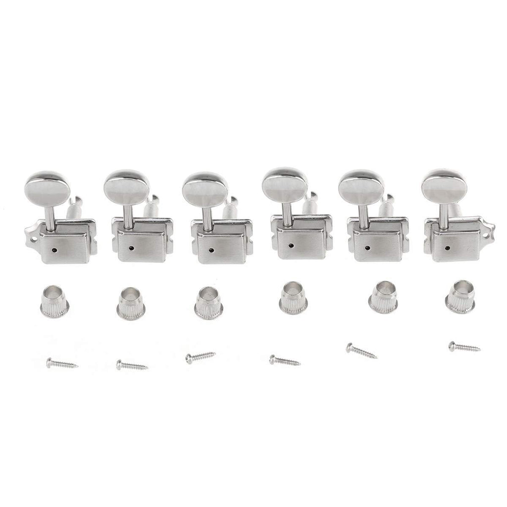 Musiclily Pro Vintage Guitar Tuners Split Shaft 6 in- Line Machine Heads Tuning Pegs Keys Set for Squier Classic Vibe Fender Strat/Tele Style, Nickel