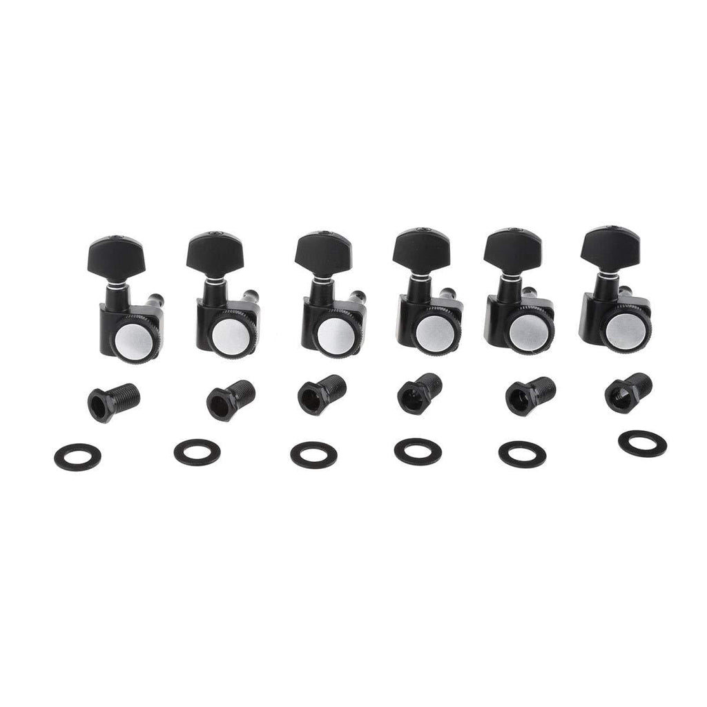 Musiclily Pro 6-in-line 2-pin Guitar Locking Tuners Machine Heads Tuning Pegs Keys Set for Fender Strat/Tele, Black