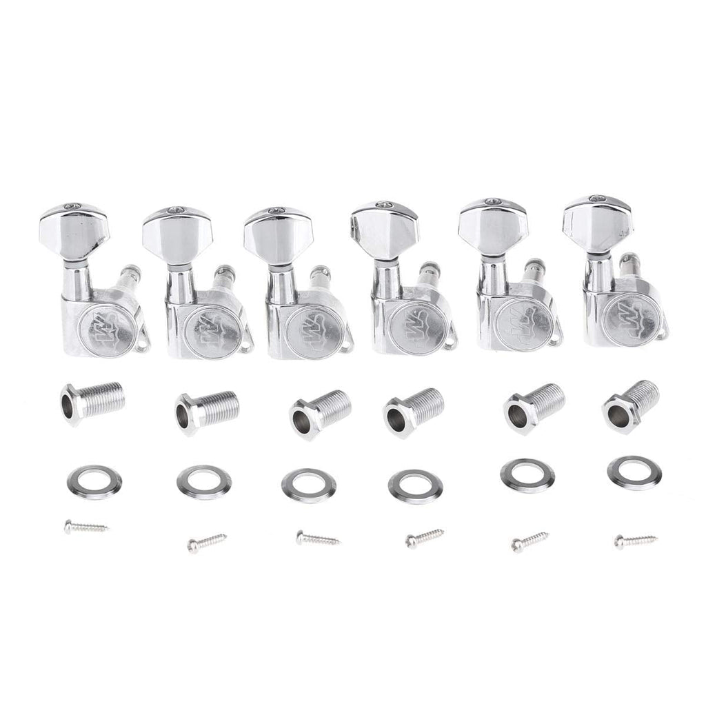 Wilkinson 6 inline E-Z-LOK Guitar Tuners Machine Heads Tuning Pegs Keys Set for Fender Stratocaster/Telecaster Electric Guitar, Chrome