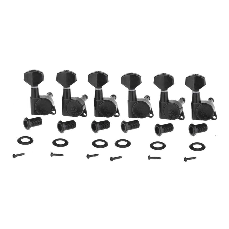 Wilkinson 6 inline E-Z-LOK Guitar Tuners Machine Heads Tuning Pegs Set for Fender Stratocaster/Telecaster Style Electric Guitar, Black