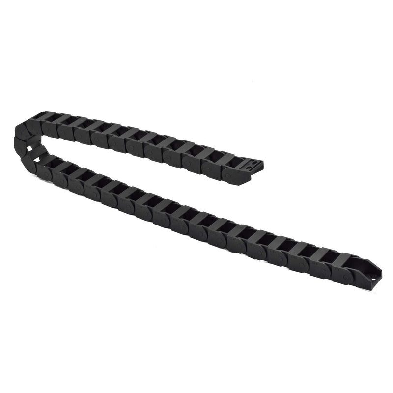 Plastic Drag Chain Cable Carrier Semi Closed with End Connectors R38 18 x 25mm L1000mm for Electrical CNC Router Machines