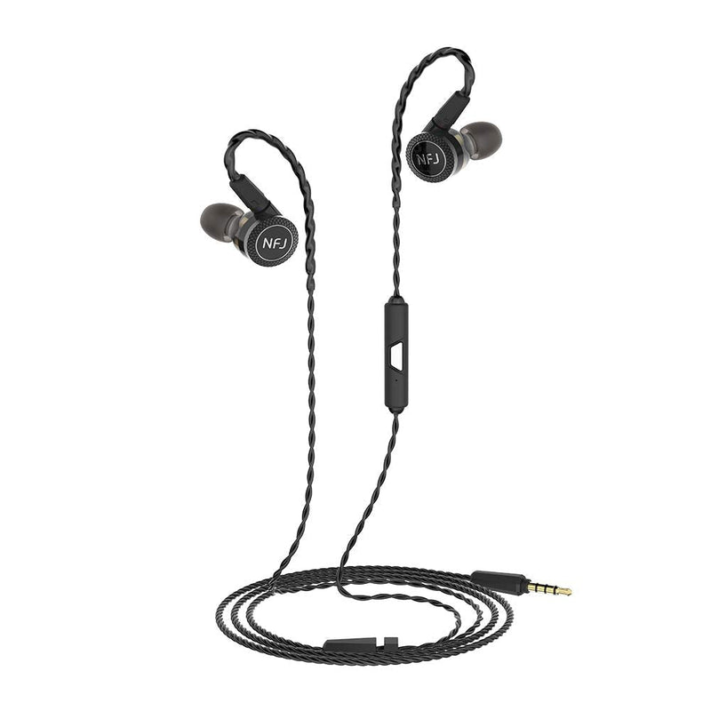 hellodigi N300 PRO in Ear Earphone, 3 Dynamic Driver Earbuds with Microphone, Detachable MMCX Cable Headsets, Heavy bass Recommended (Black with Microphone)