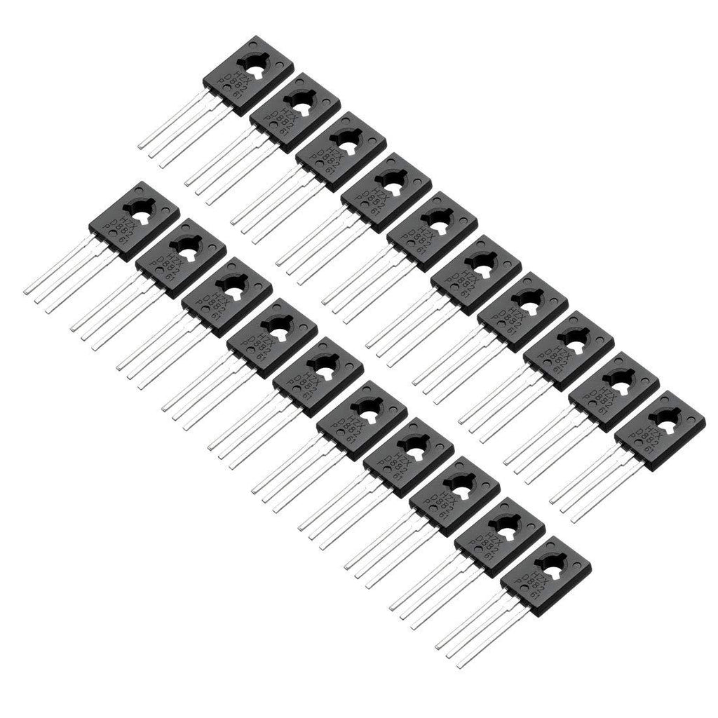 uxcell 20 Pcs D882 Transistor 3A TO-126 NPN 3 Pins PCB Through Hole Bipolar Transistor 30V 3A 1.25W