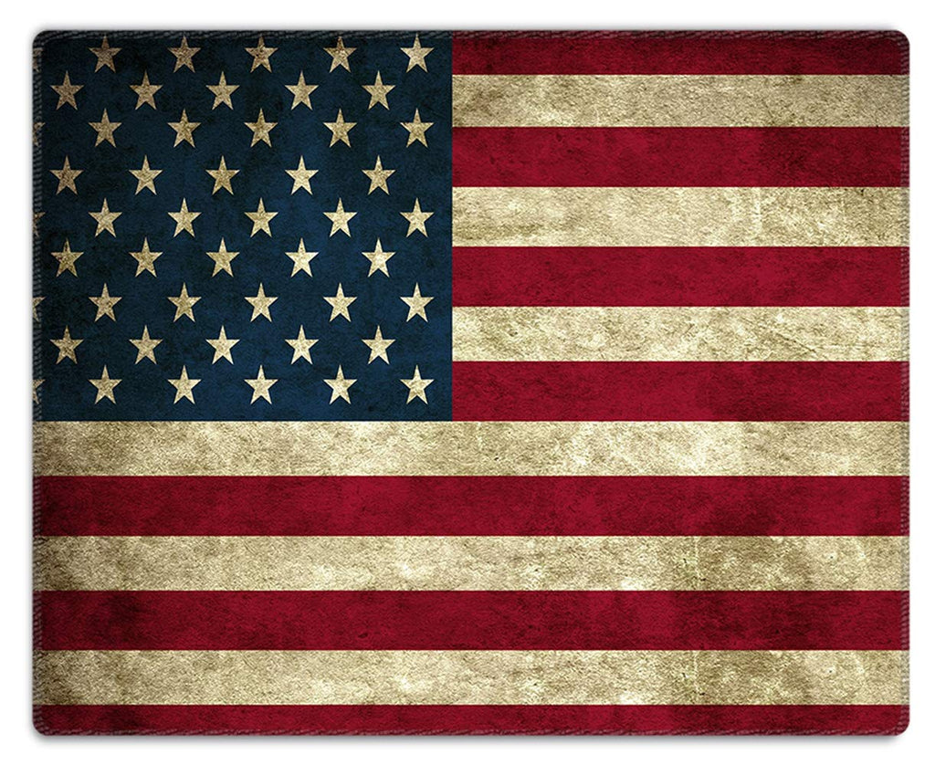 Meffort Inc Mouse Pad with Stitched Edges & Non-Slip Base, Smooth Silk Surface Gaming Mousepad - American Flag