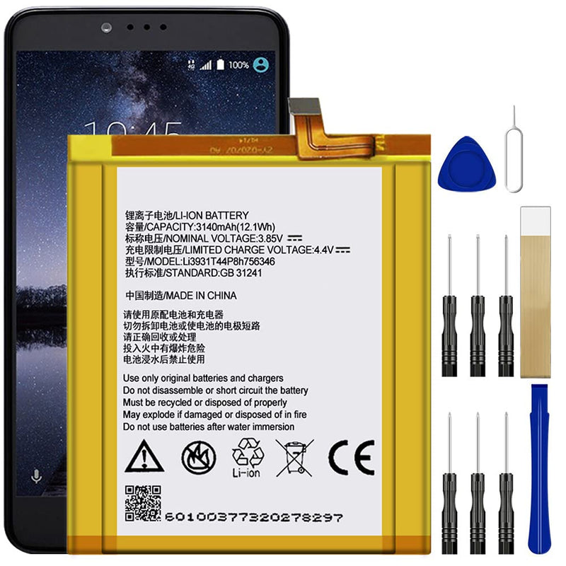 for AT&T ZTE Blade Spark Z971 Replacement Battery Li3931T44P8h756346 Adhesive Tool