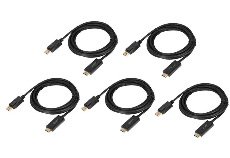 UVOOI Display-Port DP to HDMI Cable 6 feet - Black (5Pack) 6Ft-5Pack