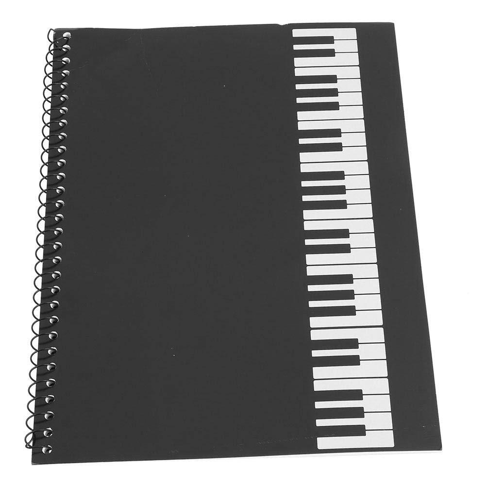 Manuscript Paper Notebook, 50 Pages Musical Notation Staff Notebook Music Manuscript Writing Paper (Black Piano)