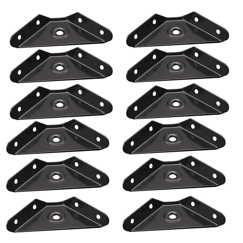 HOWDIA 12 Pcs Steel Corner Braces Joint Trapeziform Angle Code Brackets Corner Brace Support Bracket Fastener (Black) Black