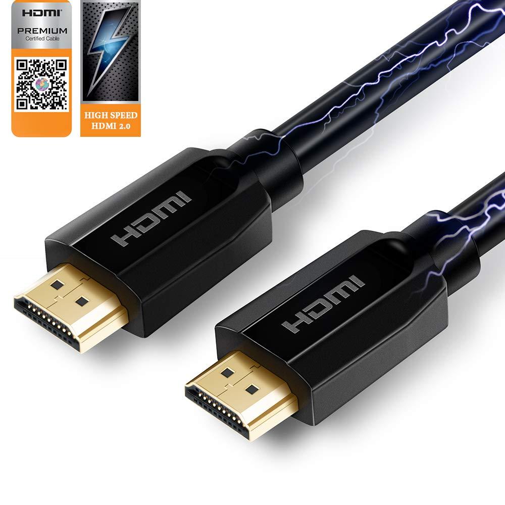 Mrocioa HDMI Cable with Premium Certified 6 feet 18Gbps high Speed Support HDCP 2.2 and 4k + HDR / 2160P/ 1080P/ 720P etc. Design for PS4 PRO/Xbox ONE X/Apple TV 4K HDMI2.0 Device.