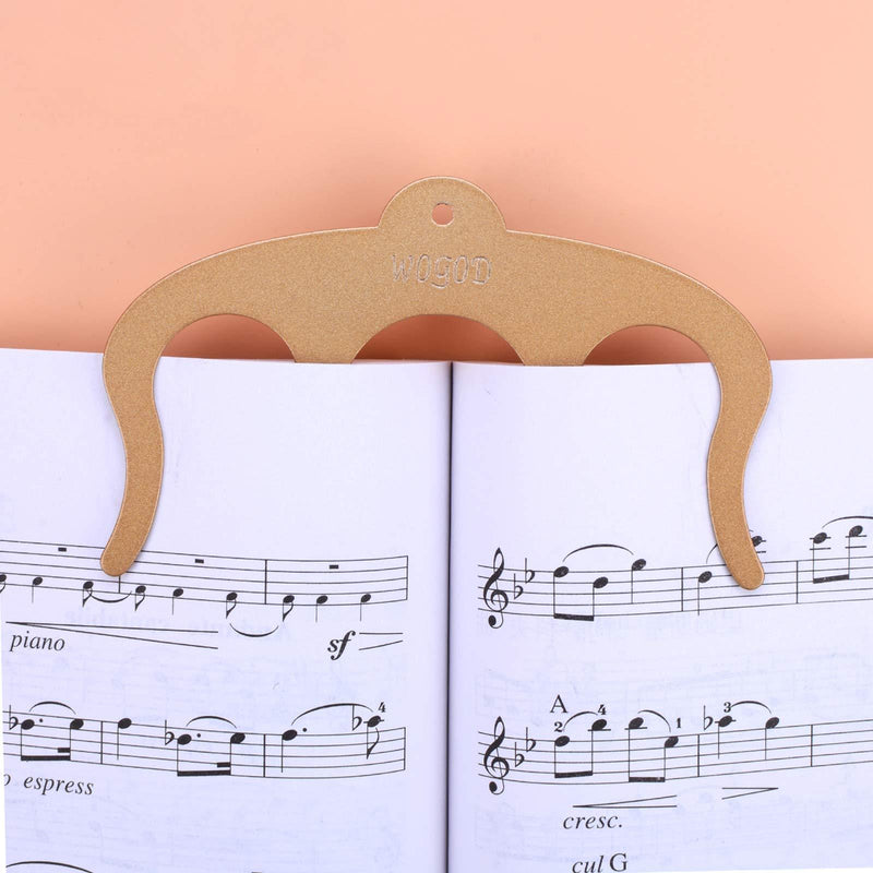 Music Book Clip Page Holder Gold Clip 2 Pack Metal Sheet Music Holders for Sheet Music Stands,Pianos,Musicians and Cookbook Reading (2pack -Gold Clip)