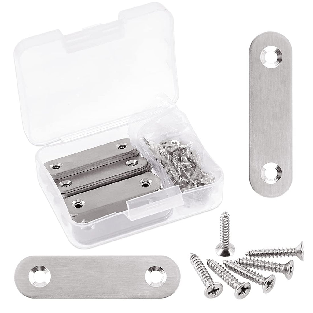 Glarks 20 Sets 60mm/2.4inch Stainless Steel Flat Straight Brace Brackets Mending Joining Plates Repair Fixing Bracket Connector and 40pcs Self Tapping Screws Set (60mm/2.4inch)