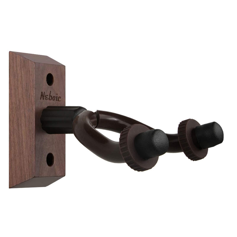 Guitar Wall Mount, Neboic Hard Wood Guitar Wall Hanger, Black Walnut Guitar Hook, Guitar Accessories for Acoustic Electric Bass Ukulele Guitar Holder, Stand… (Black Walnut)