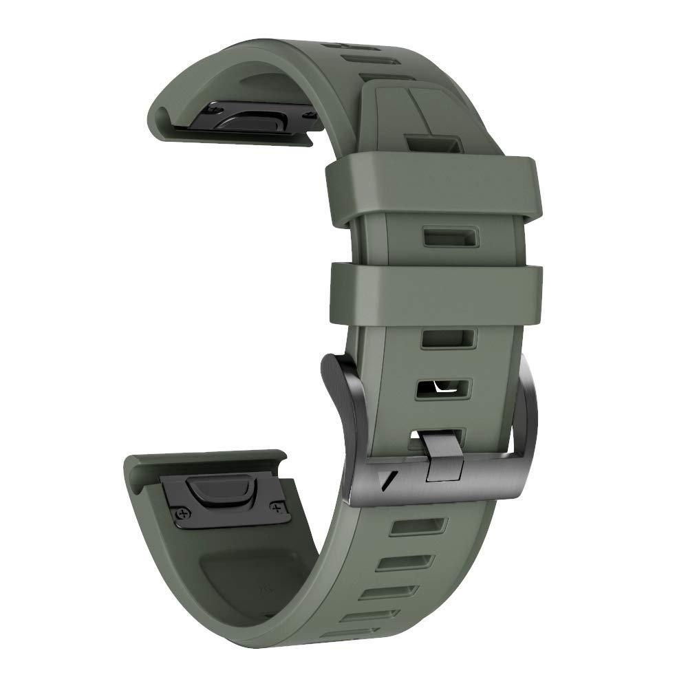 NotoCity Compatible Fenix 5 Plus Watch Band Replacement Silicone Watch Strap for Fenix 5/Fenix 5 Plus/Fenix 6/Fenix 6 Pro/Forerunner 935/Forerunner 945/Approach S60/Quatix 5 Smartwatch(Army Green) Army Green