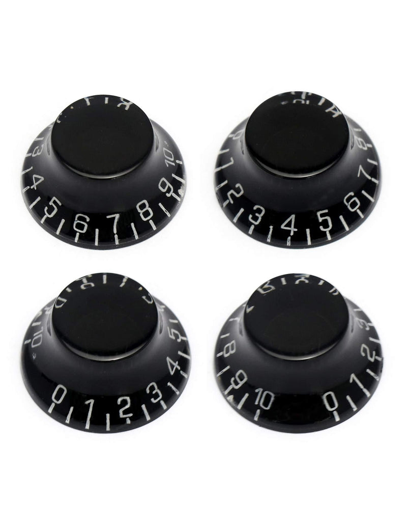 Metallor Electric Guitar Top Hat Knobs Speed Volume Tone Control Knobs Compatible with Les Paul LP Style Electric Guitar Parts Replacement Set of 4Pcs. (Black) Black