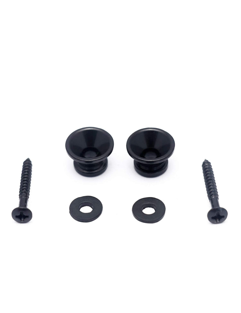 [AUSTRALIA] - Metallor Guitar Strap Locks and Buttons End Pins with Mounting Screws and Washers for Electric Guitar Bass Acoustic Guitar Ukulele Mandolin. (Black) Black 