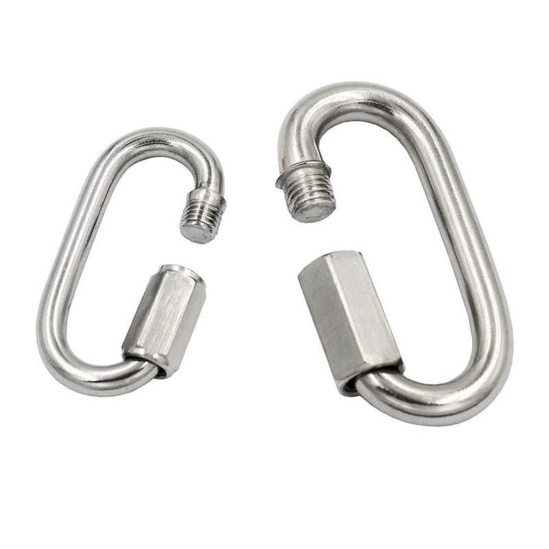 DGOL 304 Stainless Steel Load Limit up to 1000lbs Outdoor Quick Link Lock Screw Hook Ring Snap Carabiner M6 and M8 total 4 pcs