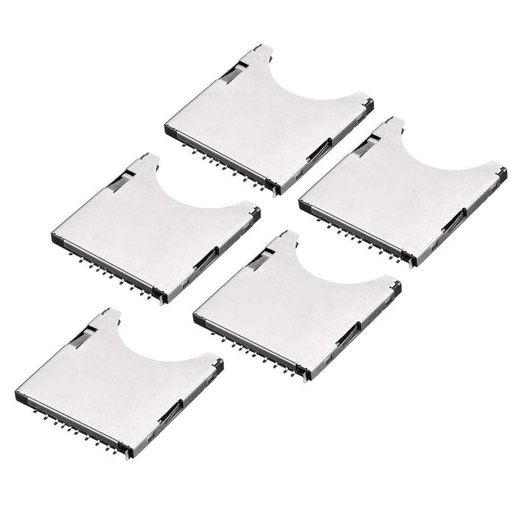 uxcell SD Memory Card Socket Holder Spring Loaded Push Type 10 Pin 5pcs