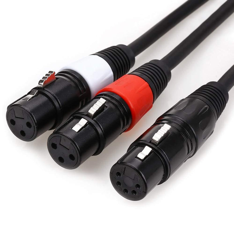 [AUSTRALIA] - MOBOREST DMX Splitter Cable 5-Pin Female to Dual 3-Pin Female XLR (Red/White) Turnaround DMX Cable Mixing Board, mic preamp, Splitter Patch Cable,(0.5Meter / 1.6FT) 5 PIN Female - Dual 3 PIN Female 