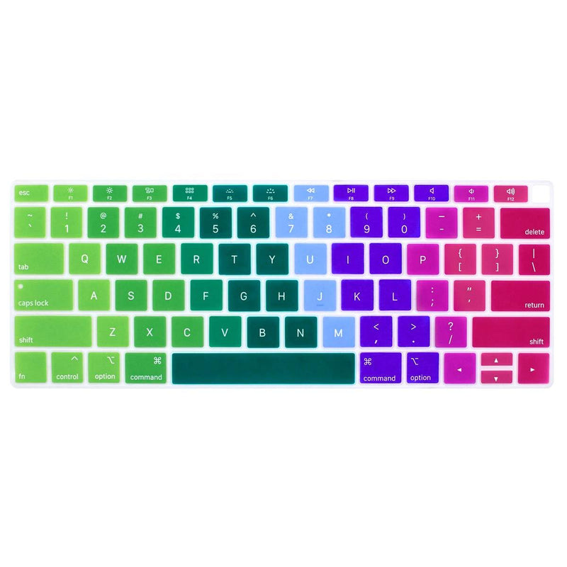 ProElife Ultra Thin Keyboard Cover Skin for 2019 2018 MacBook Air 13-Inch (A1932, U.S Version) (NOT FIT 2020 Air 13-Inch) Keyboard Accessories Protector (Rainbow) For 2019 2018 Air 13-Inch A1932 Rainbow