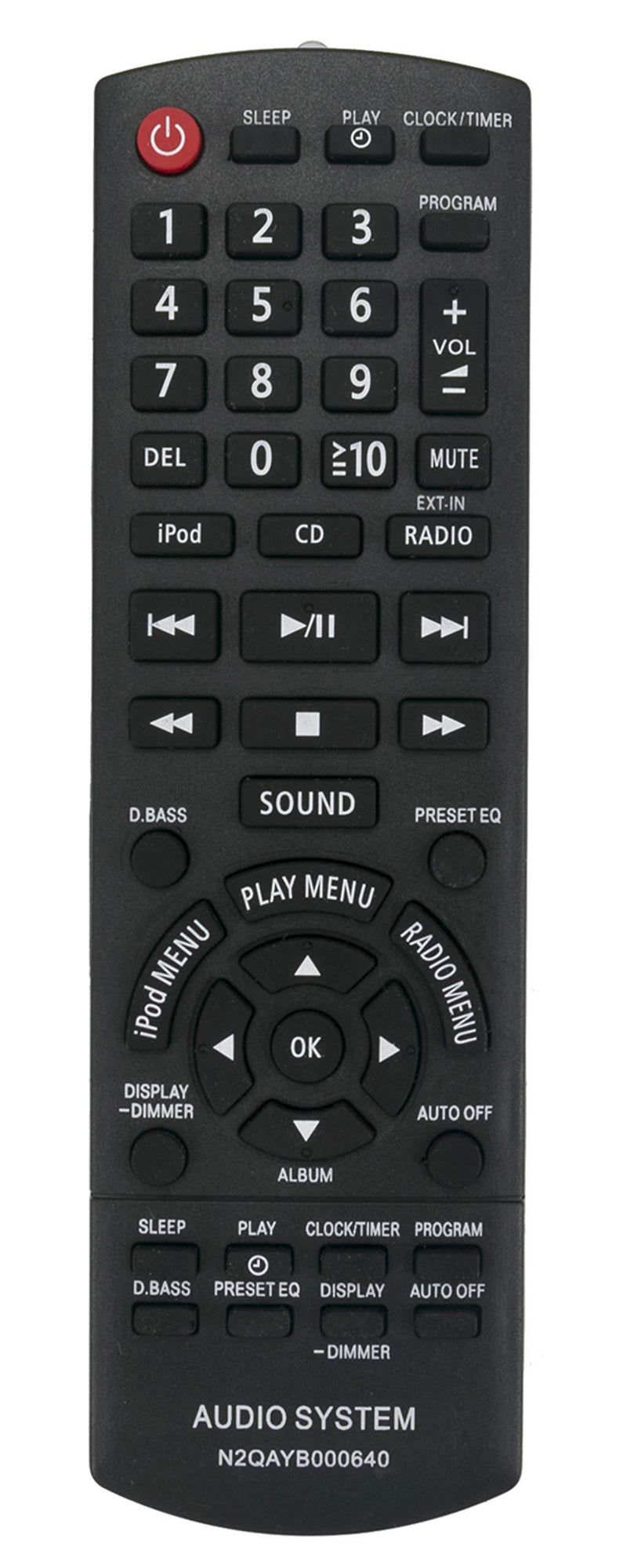 N2QAYB000640 Replaced Remote fit for Panasonic SC-HC25 SA-HC25 SC-PM500 SA-PM500 SB-PM500 SC-PM500DB SA-PM500DB SB-PM500 CD Stereo System Compact Stereo System