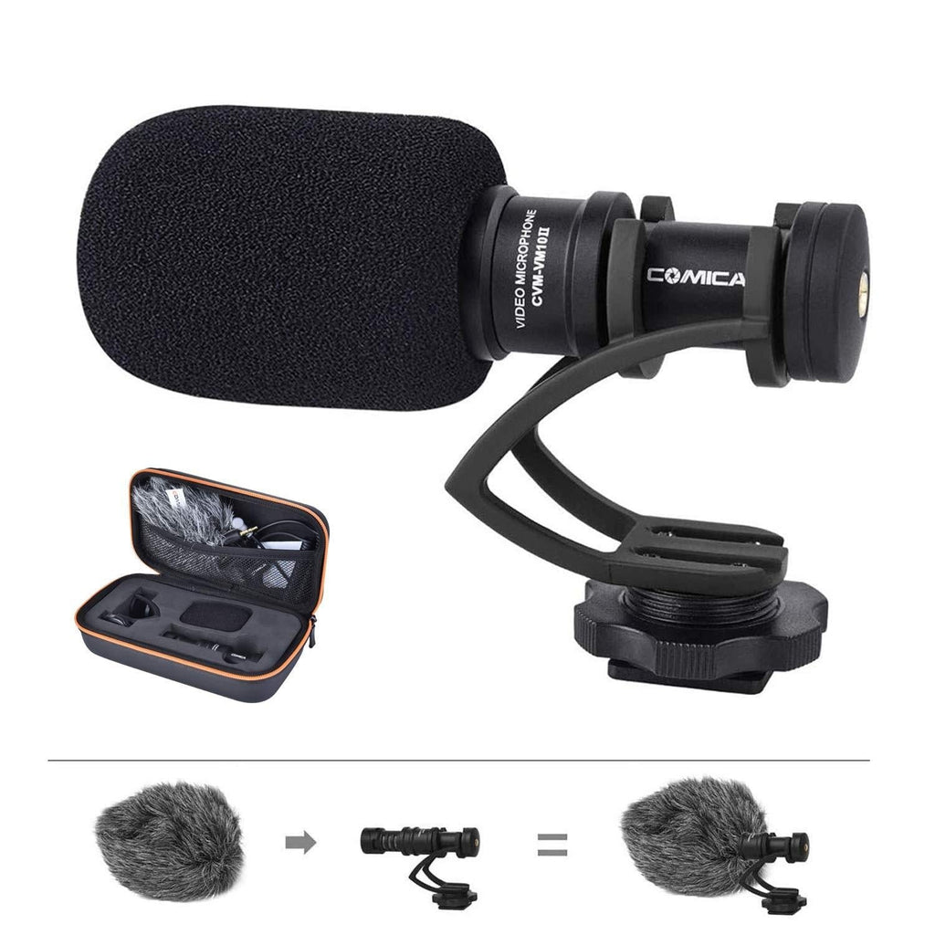 Shotgun Microphone, Comica CVM-VM10II Full Metal Cardioid Video Microphone with Carrying Case, External Microphone for Canon Nikon Sony Panasonic DSLR Cameras,iPhone Samsung Smartphones etc.