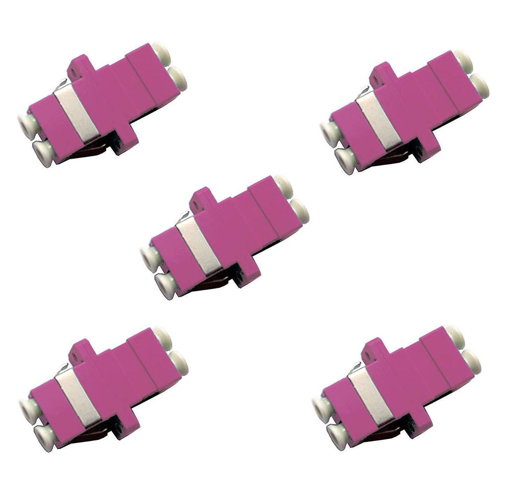 Fiber Optic Cable Adapter/Coupler LC-LC Duplex Magenta OM4-5 Pack 5 Pack Magenta (OM4 Multimode)