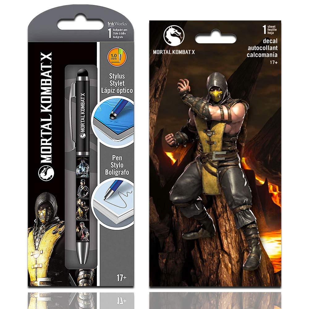 InkWorks Mortal Kombat Stylus Pen Set with Decal Sticker (Mortal Kombat Merchandise)