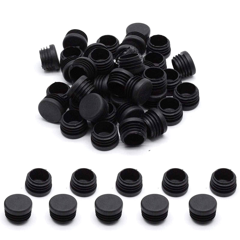 LC LICTOP 24mm Small Round Plastic Plug Black Chair Caps Pipe Tubing End Cap Cover Insert,Pack of 50