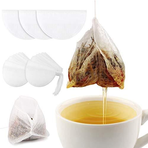 3D Ultra-Thin Corn Fiber Drawstring Sealing Tea Filter Bags,Disposable Empty Tea Infuser Bags for Loose Leaf Tea Pot Soup Coffee Braised Food Flower Tea (100pcs) 100pcs Corn Fiber