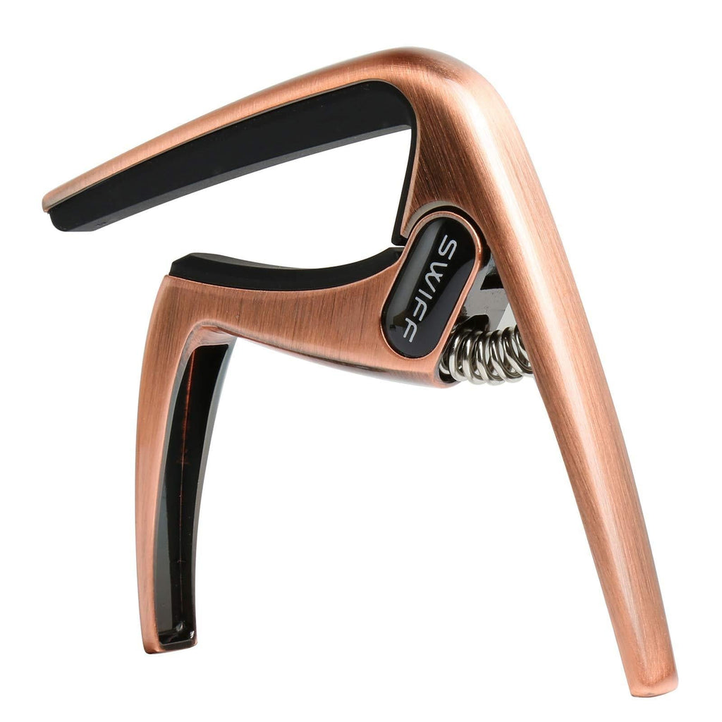 SWIFF Deluxe Guitar Capo for Acoustic and Electric Guitars, Ukulele, Banjo, Mandolin, Bass Quick Change Capo for 6 String Instruments (Brush Copper) Brush Copper