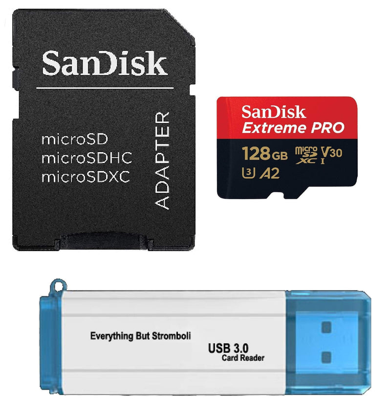 SanDIsk 128GB Micro SDXC Extreme Pro 4K V30 Memory Card Works with DJI Mavic 2, Pro, Zoom, Spark, Phantom 4 Video Drone (SDSQXCY-128G-GN6MA) Bundle with (1) Everything But Stromboli 3.0 Card Reader